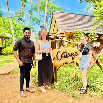 Nishan with travellers in Sigiriya