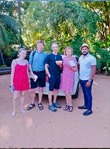 Nishan with a family during their Sri Lanka journey
